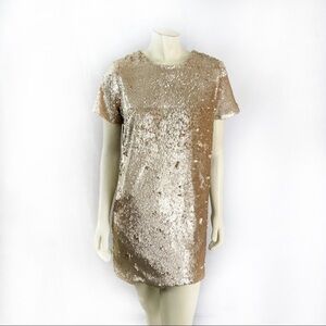 Fanco Gold Sequin Dress Short Sleeve size S